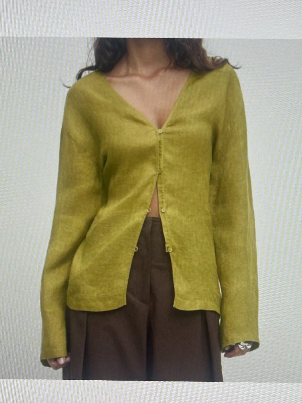 NWT Massimo Dutti Olive Green Linen Tunic sz L - Picture 7 of 8